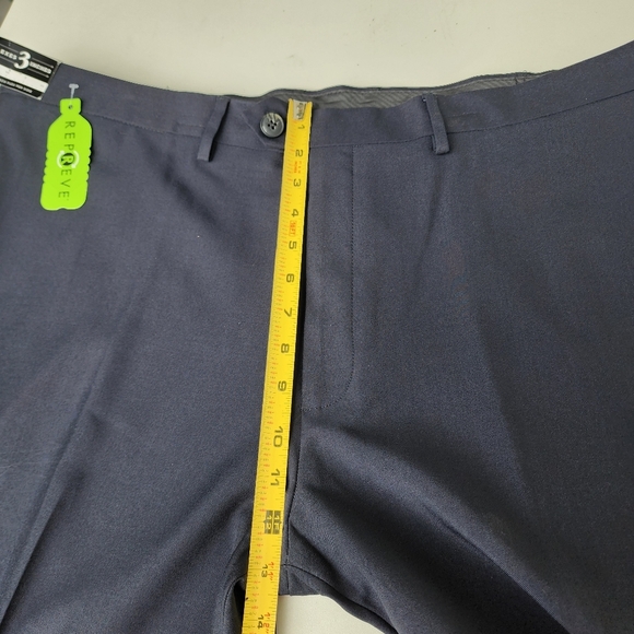 HAGGAR Mens Repreve Stria Classic Fit Flat Front Dress Pant Navy Blue Sz 42"x29" - Picture 5 of 12